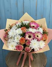 Букет цветов из:  Розы, Герберы и Хризантемы в Зелёном городе