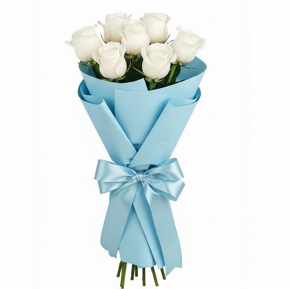 Букет 7 белых роз Проуд в Зелёном городе