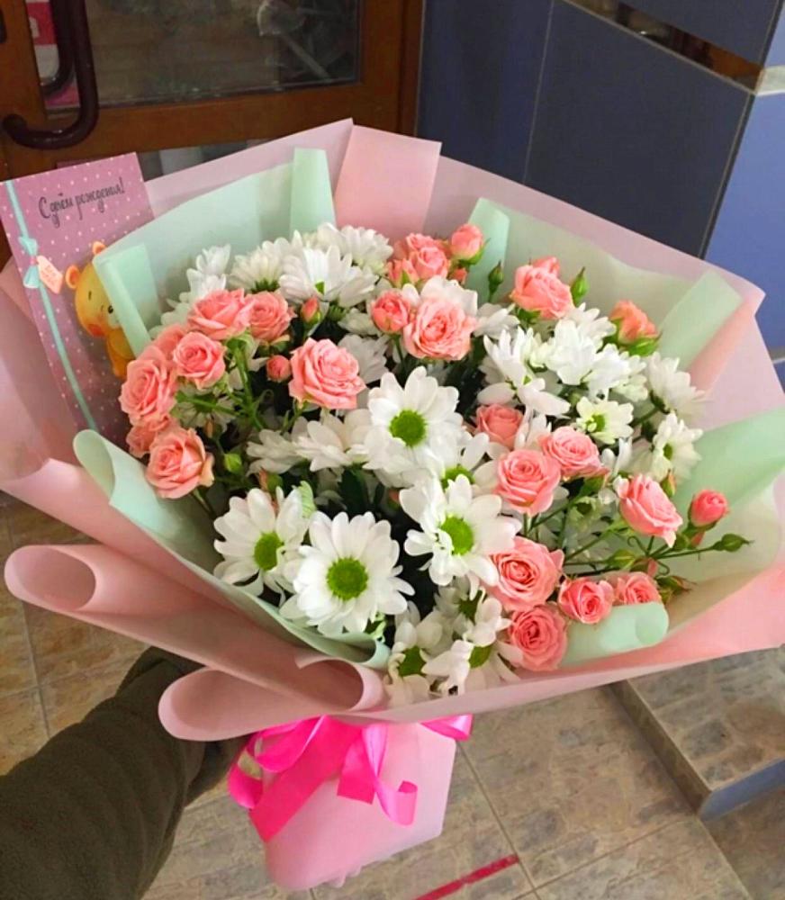 Букет цветов из: Розы и Хризантемы в Зелёном городе