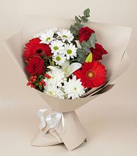 Букет цветов из:  Розы, Хризантемы, Герберы и Лилии в Зелёном городе