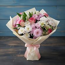 Букет цветов из:  Хризантемы, Альстромерии и Розы в Зелёном городе