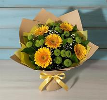 Букет цветов из:  Герберы и Хризантемы в Зелёном городе
