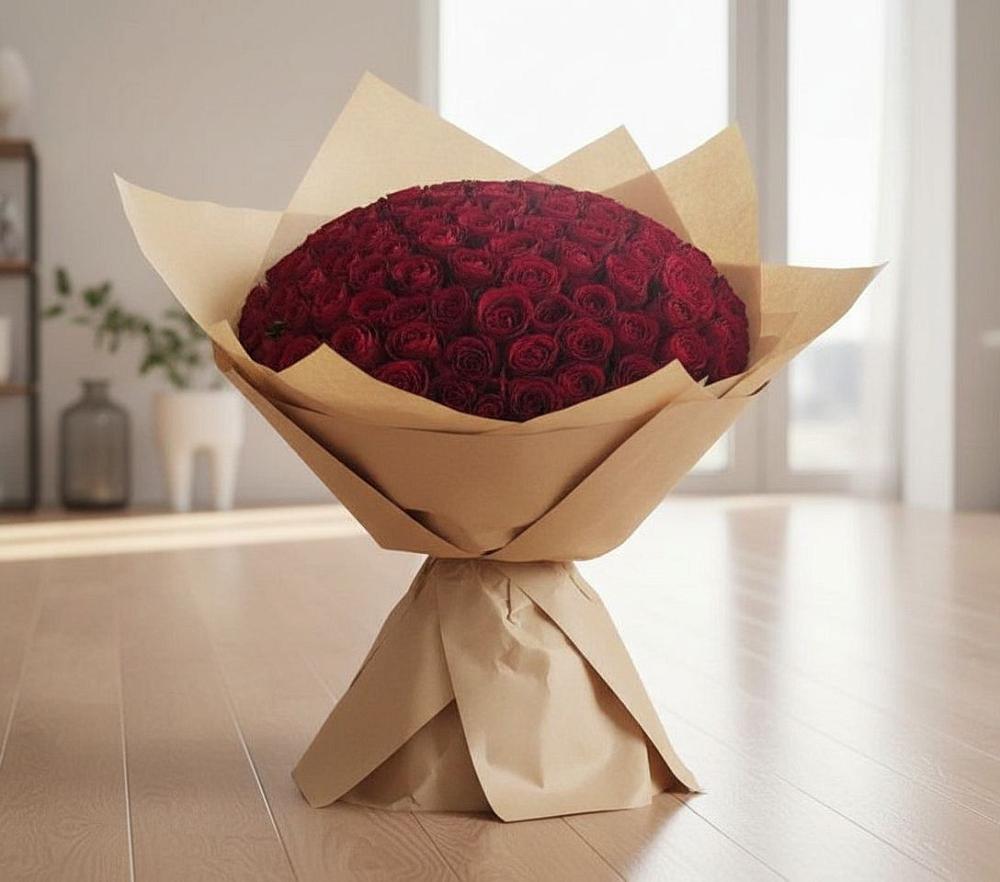 Букет 101 Красная роза в Зелёном городе
