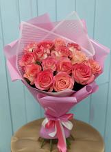 Букет 15 Розовых роз Равель в Зелёном городе